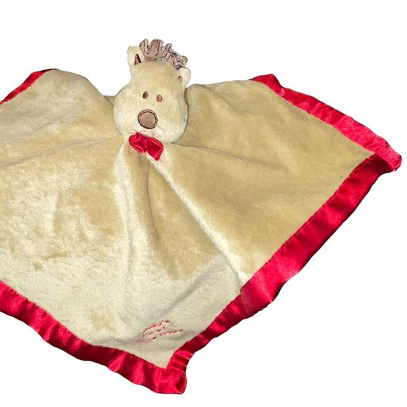 Baby Essentials Reindeer Lovey Security Blanket Rattle Satin 1st Christmas 14” - Picture 7 of 12